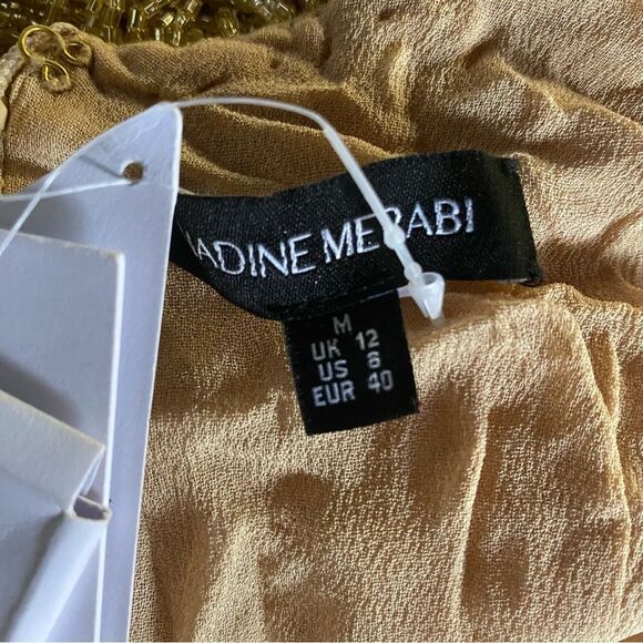 NADINE MERABI Tammy Gold beaded Mini Dress fringe $795 Revolve NWT 6 - Picture 15 of 16